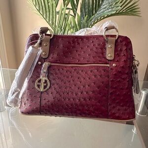 Giani Bernini Red Faux Ostrich Dome Satchel ✨